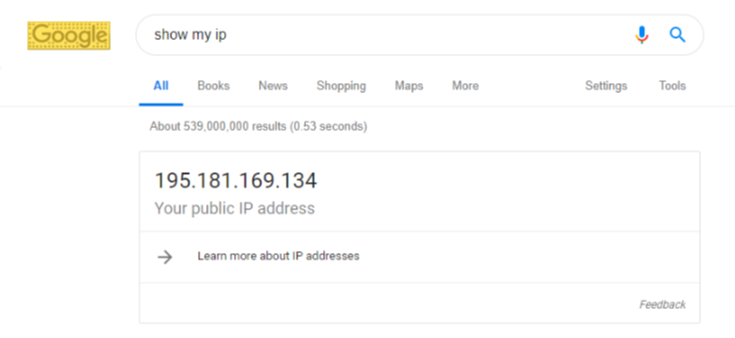 نمایش IP در گوگل